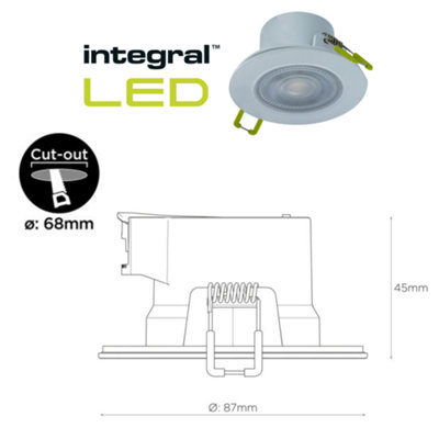Integral LED Downlights 5.5W 510lm 68mm Cut Out Dimmable 3000K (4 Pack) - Satin Nickel Bezels