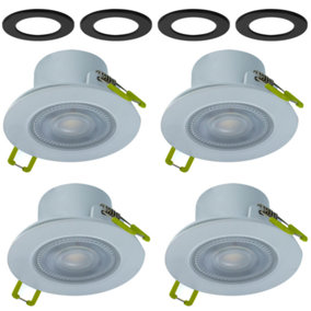 Integral LED Downlights 5.5W 550lm 68mm Cut Out Dimmable Tiltable CCT Switch 3000/4000/6500K - White (4 Pack) - Matt Black Bezels