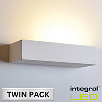 Integral LED Indoor Decorative Paintable Gypsum Lamina Wall Light: IP20: E14 Bulb (Max 40W): Twin Pack