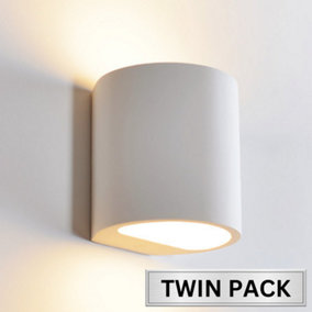 Integral LED Indoor Decorative Paintable Gypsum Larissa Wall Light: IP20: G9 Bulb (Max 40W): Twin Pack
