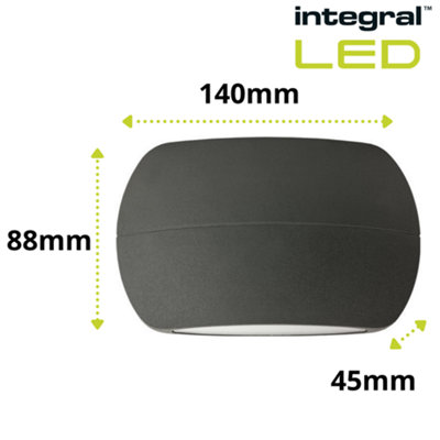 Integral LED Up Down Outdoor Wall Light: Twin Pack - 8.5W, 4000K, IP54, 335lm - Dark Grey