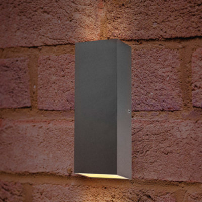 Integral LED Up Down Outdoor Wall Light: Twin Pack - 8W, 3000K, IP54, 300lm - Dark Grey