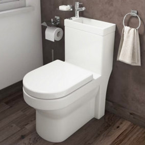 Integrated Combi Close Coupled Toilet and Basin with Basin Mixer Tap Set