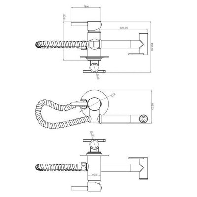 Integrated Douche Valve Kit Brushed Brass Wall Mounted Manual Mixer Handle