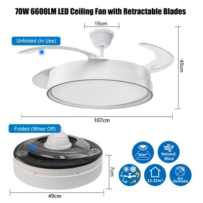 Integrated LED Minimalist Ceiling Fan Light - Remote Control Included