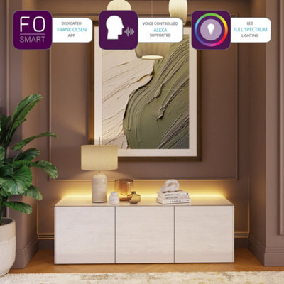 INTEL White high gloss large TV cabinet with LED mood lighting