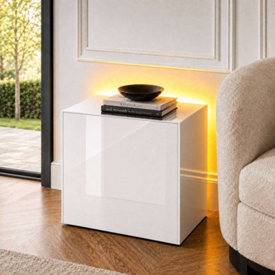 INTEL White Side Table with LED ambient lighting