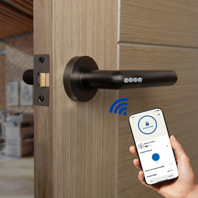 Intelligent Hardware Electronic Smart Door Handle with Code & Bluetooth - Black