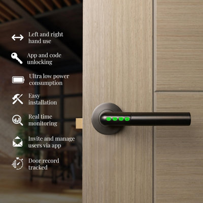 Intelligent Hardware Electronic Smart Door Handle with Code & Bluetooth - Black