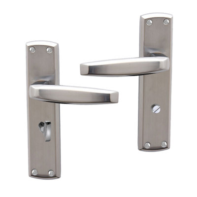 Intelligent Hardware - Internal Door Handle - Deco - Lever on Backplate - Lever Bathroom Furniture - Polished Chrome/Satin Chrome