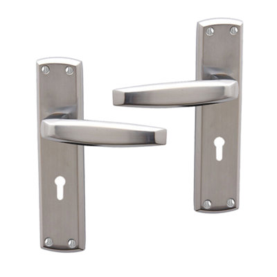 Intelligent Hardware - Internal Door Handle - Deco - Lever on Backplate - Lever Lock Furniture - Polished Chrome/Satin Chrome