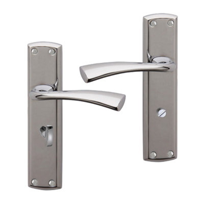 Intelligent Hardware - Internal Door Handle - Pair - Grosvenor - Lever on Backplate - Lever Bathroom Furniture - Chrome Plated