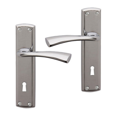 Intelligent Hardware - Internal Door Handle - Pair - Grosvenor - Lever on Backplate - Lever Lock Furniture - Chrome Plated