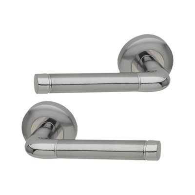 Intelligent Hardware - Internal Door Handle - Pair - Lever on Round Rose - Aluminium - Apollo - Polished/Satin Chrome