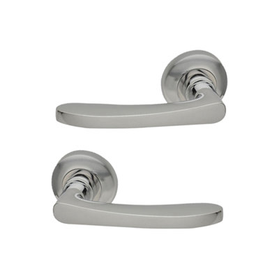 Intelligent Hardware - Internal Door Handle - Pair - Lever on Round Rose - Aluminium - Atlantic - Satin Nickel