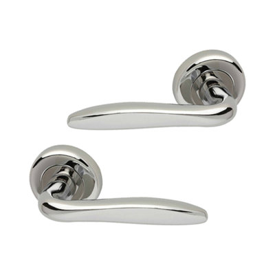 Intelligent Hardware - Internal Door Handle - Pair - Lever on Round Rose - Aluminium - E-Kappa - Polished Chrome