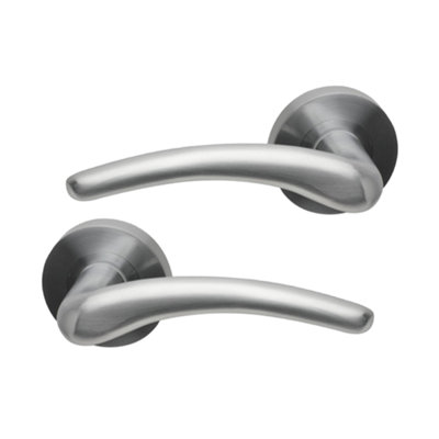 Intelligent Hardware - Internal Door Handle - Pair - Lever on Round Rose - Dune - Satin Chrome