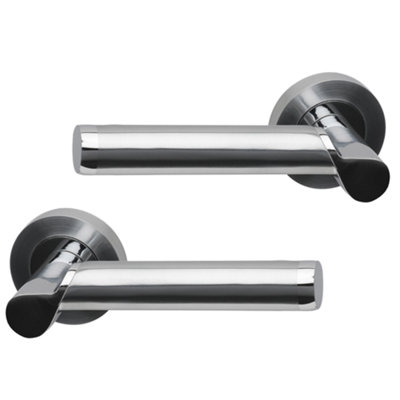 Intelligent Hardware - Internal Door Handle - Pair - Lever on Round Rose - Enterprise - Polished/Satin Chrome