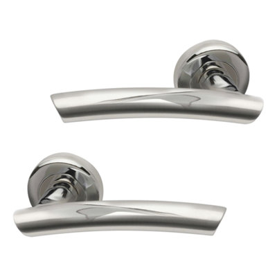 Intelligent Hardware - Internal Door Handle - Pair - Lever on Round Rose - Everest - Polished Satinless Steel