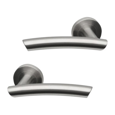 Intelligent Hardware - Internal Door Handle - Pair - Lever on Round Rose - Everest - Satin Satinless Steel