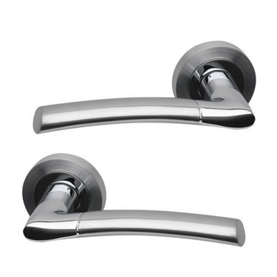 Intelligent Hardware - Internal Door Handle - Pair - Lever on Round Rose - Falcon Developer - Chrome/Satin Nickel