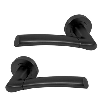 Intelligent Hardware - Internal Door Handle - Pair - Lever on Round Rose - Falcon Developer - Matt Black