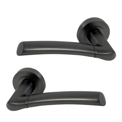 Intelligent Hardware - Internal Door Handle - Pair - Lever on Round Rose - Falcon - Metal Grey