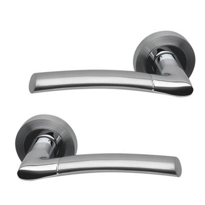 Intelligent Hardware - Internal Door Handle - Pair - Lever on Round Rose - Falcon - Satin Chrome Price Comparisons | Compare The Build