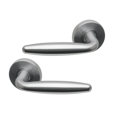 Intelligent Hardware - Internal Door Handle - Pair - Lever on Round Rose - Galaxy - Satin Chrome