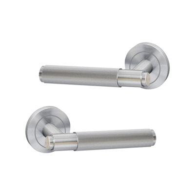 Intelligent Hardware - Internal Door Handle - Pair - Lever on Round Rose - Knurled Developer - Polished Chrome