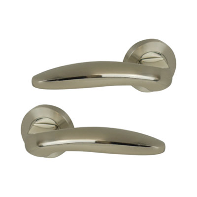 Intelligent Hardware - Internal Door Handle - Pair - Lever on Round Rose - Lancer Developer - Polished/Satin Nickel