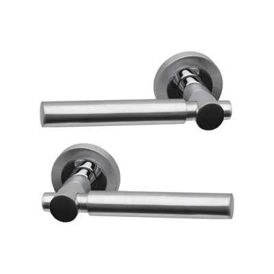 Intelligent Hardware - Internal Door Handle - Pair - Lever on Round Rose - Laser - Polished/Satin Chrome