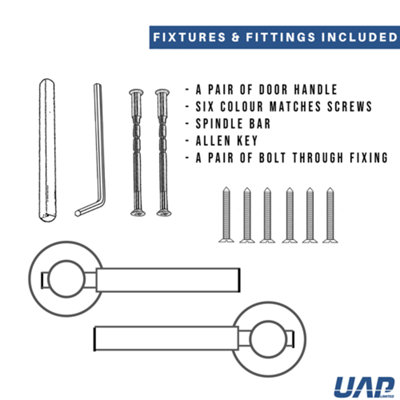 Intelligent Hardware - Internal Door Handle - Pair - Lever on Round Rose - Laser - Polished/Satin Chrome
