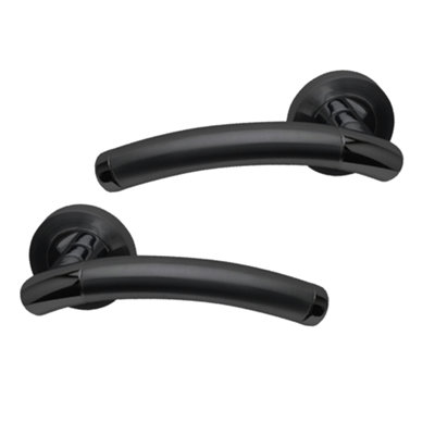 Intelligent Hardware - Internal Door Handle - Pair - Lever on Round Rose - Lincoln - Black Nickel