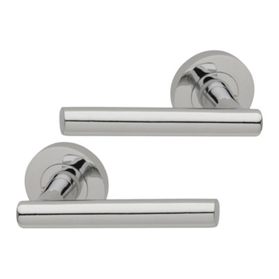 Intelligent Hardware - Internal Door Handle - Pair - Lever on Round Rose - Lynx - Polished Chrome