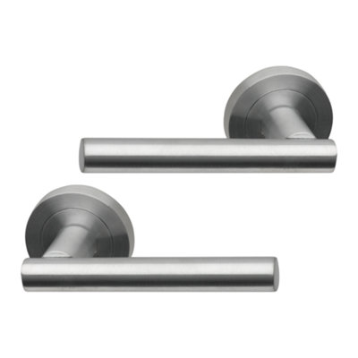 Intelligent Hardware - Internal Door Handle - Pair - Lever on Round Rose - Lynx - Satin Chrome
