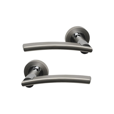 Intelligent Hardware - Internal Door Handle - Pair - Lever on Round Rose - Opal - Dual Finish - Polished Chrome/Matt Nickel