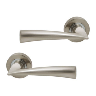 Intelligent Hardware - Internal Door Handle - Pair - Lever on Round Rose - Phantom Developer - Chrome/Satin Nickel