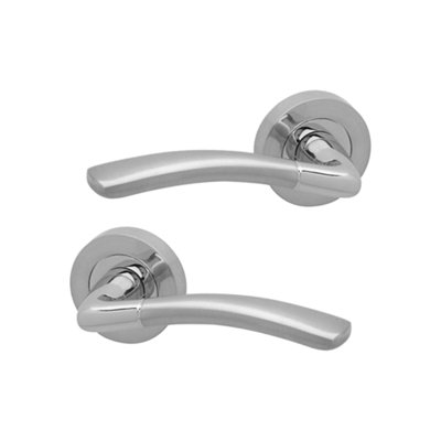 Intelligent Hardware - Internal Door Handle - Pair - Lever on Round Rose - Ripon - Polished/Satin Chrome