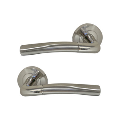 Intelligent Hardware - Internal Door Handle - Pair - Lever on Round Rose - Ripon - Polished/Satin Nickel