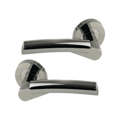 Intelligent Hardware - Internal Door Handle - Pair - Lever on Round Rose - Ruby - Polished Chrome