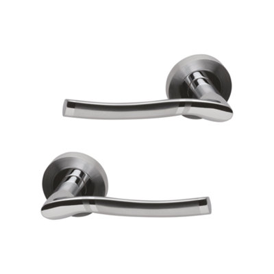 Intelligent Hardware - Internal Door Handle - Pair - Lever on Round Rose - Salisbury - Polished/Satin Chrome