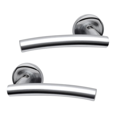 Intelligent Hardware - Internal Door Handle - Pair - Lever on Round Rose - Scafell - Polished Stainless Steel