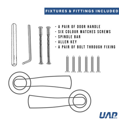 Intelligent Hardware - Internal Door Handle - Pair - Lever on Round Rose - Scimitar - Satin Chrome