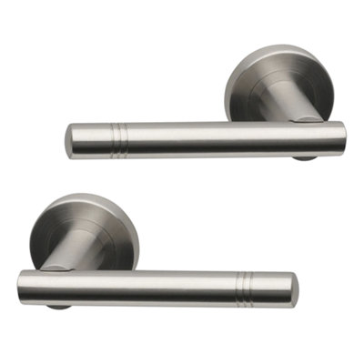 Intelligent Hardware - Internal Door Handle - Pair - Lever on Round Rose - Snowden - Satin Stainless Steel