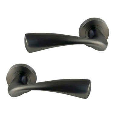 Intelligent Hardware - Internal Door Handle - Pair - Lever on Round Rose - Truro - Metal Grey