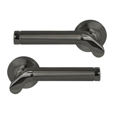 Intelligent Hardware - Internal Door Handle - Pair - Lever on Round Rose - Ventura Developer - Matt Black