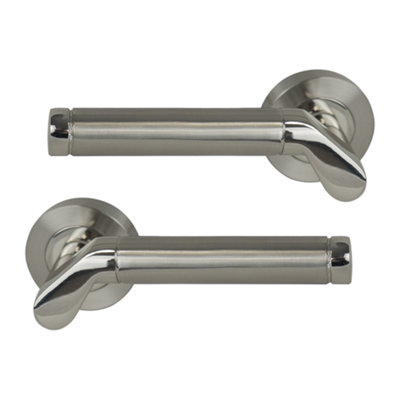 Intelligent Hardware - Internal Door Handle - Pair - Lever on Round Rose - Ventura Developer - Polished/Satin Nickel