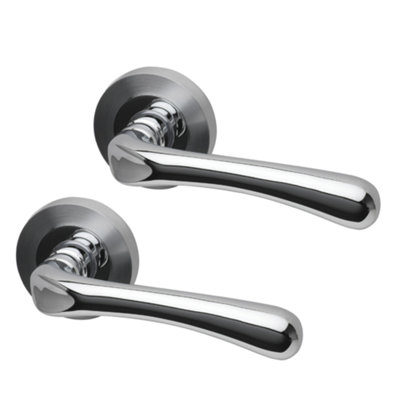 Intelligent Hardware - Internal Door Handle - Pair - Lever on Round Rose - Westminster - Polished/Satin Chrome