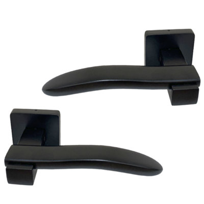 Intelligent Hardware - Internal Door Handle - Pair - Lever on Square Rose - Ava - Black